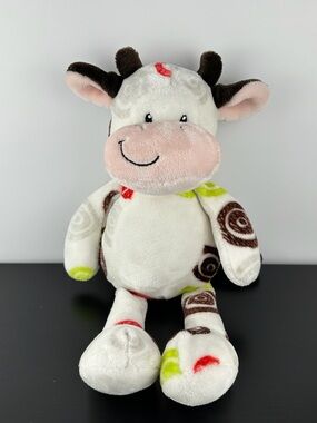Little Miracles Rare Bullseye Nemcor Cow 16" Brown Green Red Swirls Plush Rattle